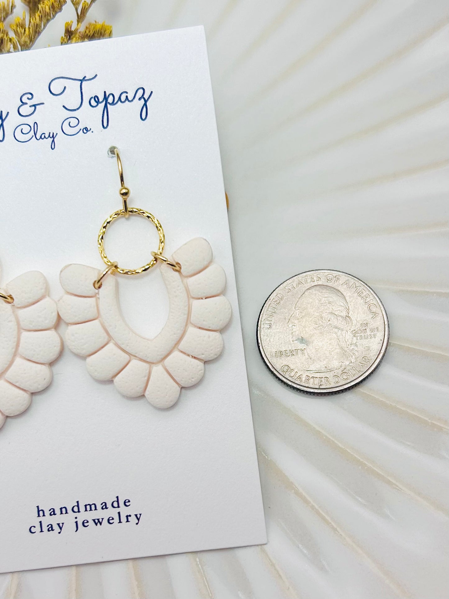 Polymer Clay Earrings: The Amanda - Clay Earrings, Minimalist Jewelry, 18k Gold Plated, Neutral Jewelry, Gift for Her, Christmas Present