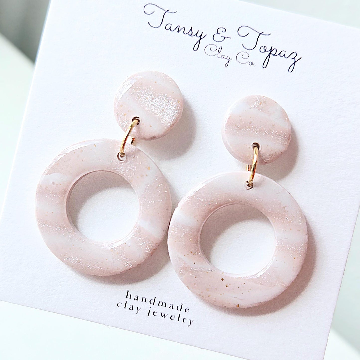 Polymer Clay Earrings: The Mitzie - Round Dangle Earrings, Marbled Clay Earrings, Gold Swirl Jewelry, Fall Jewelry, Small Drop, Gift for Her