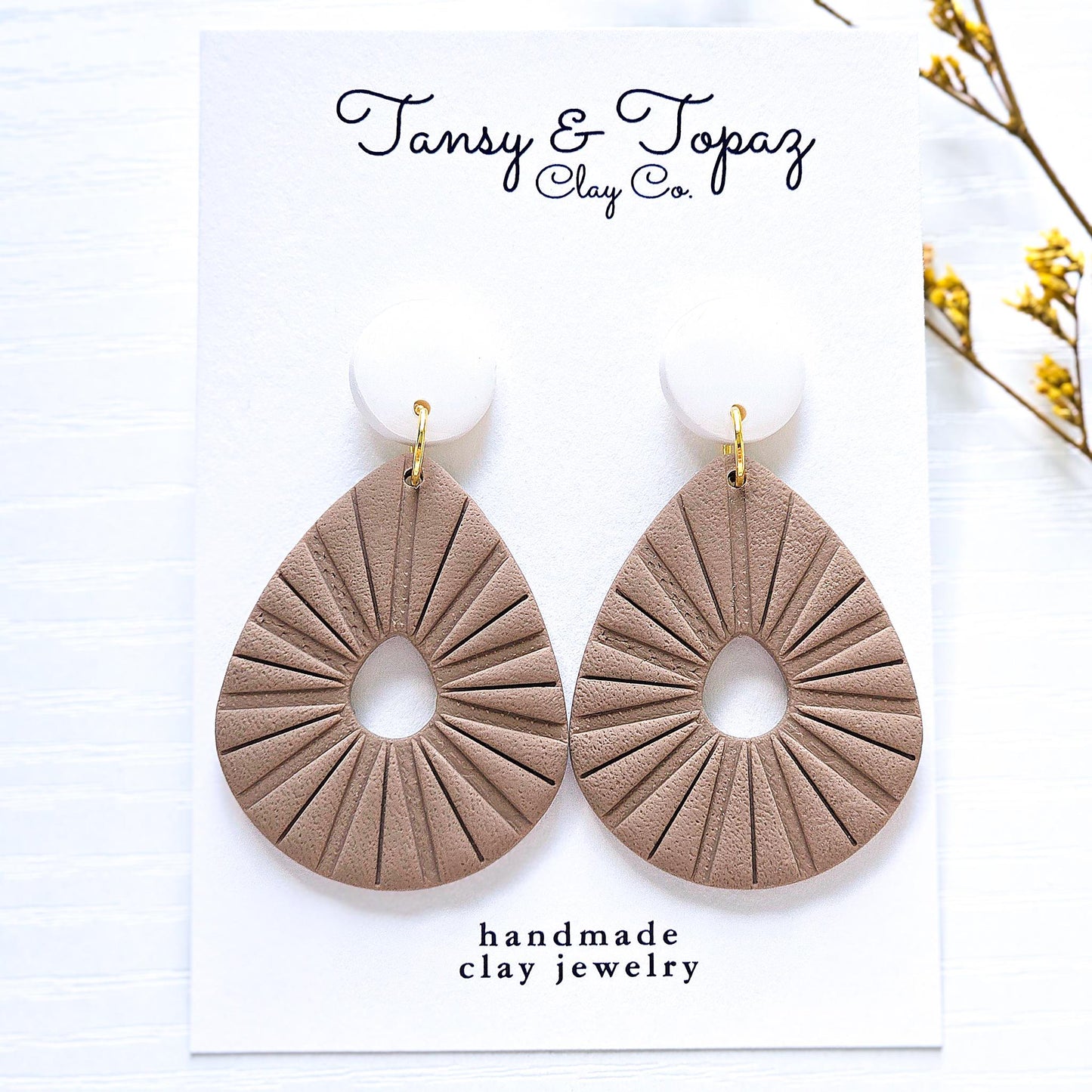 Polymer Clay Earrings: The Joan - Clay Earrings, Mocha Earrings, Fall Earrings, Neutral Color Earrings, Fall Jewelry, Gifts for Her