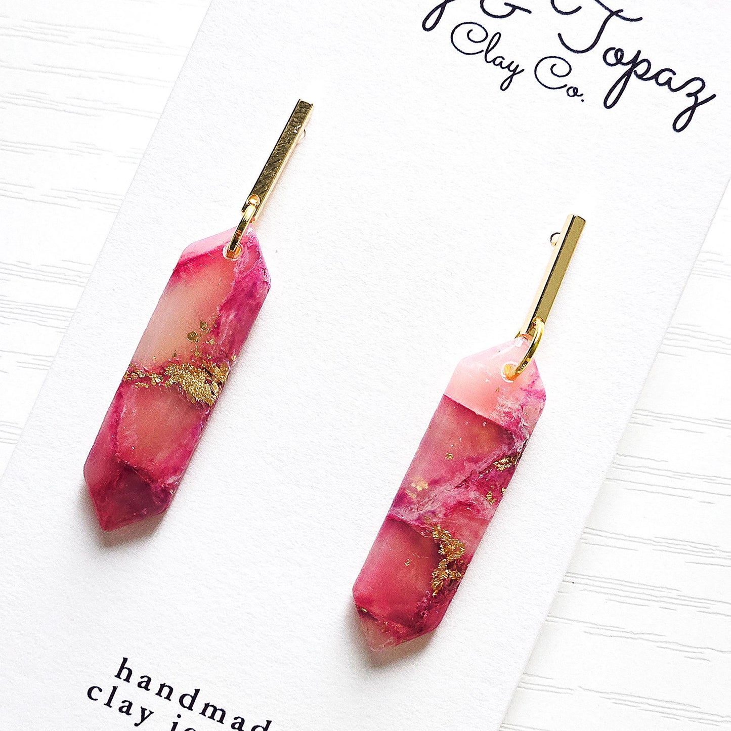 Polymer Clay Earrings: The Julia - Marbled Dangle Earrings, Emerald Shape, Small Chic Earrings, Fall Jewelry, Gift for Her, Minimalist Style
