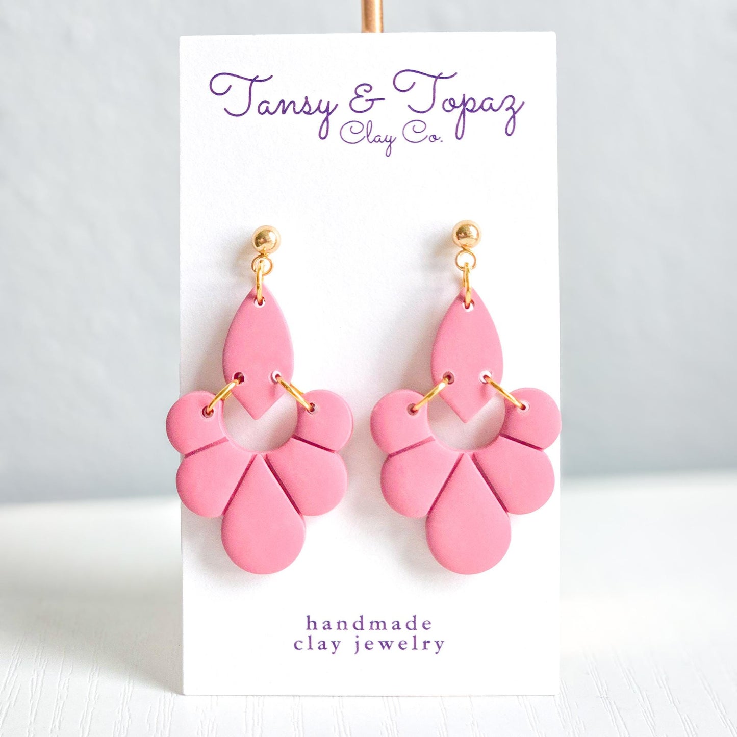 Polymer Clay Earrings: The Philomena - Fall Jewelry, Leaf Earrings, Embossed Dangle Earrings, Gift for Her, Navy Blue Earrings