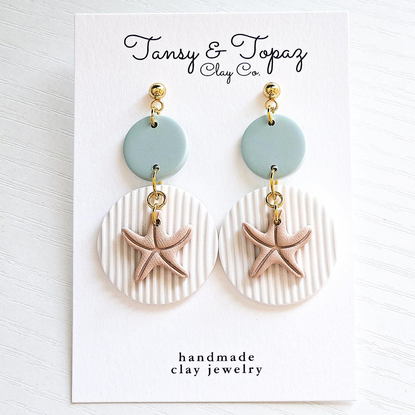 Polymer Clay Earrings: The Tamara - Beachy Vacation Earrings, Starfish Earrings, Summer Jewelry, Coastal Jewelry, Beach Earrings, Gift Her