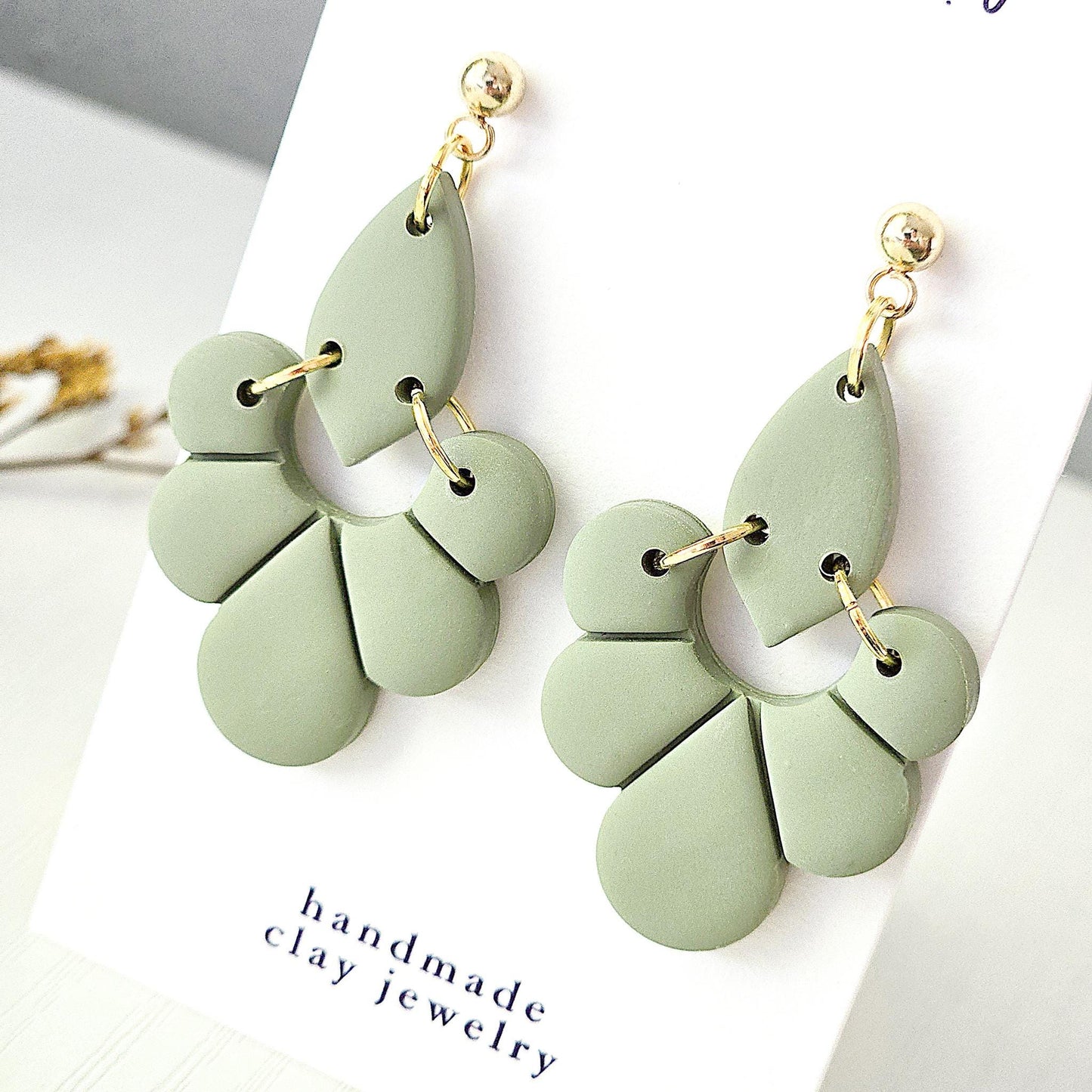 Polymer Clay Earrings: The Philomena - Fall Jewelry, Leaf Earrings, Embossed Dangle Earrings, Gift for Her, Navy Blue Earrings
