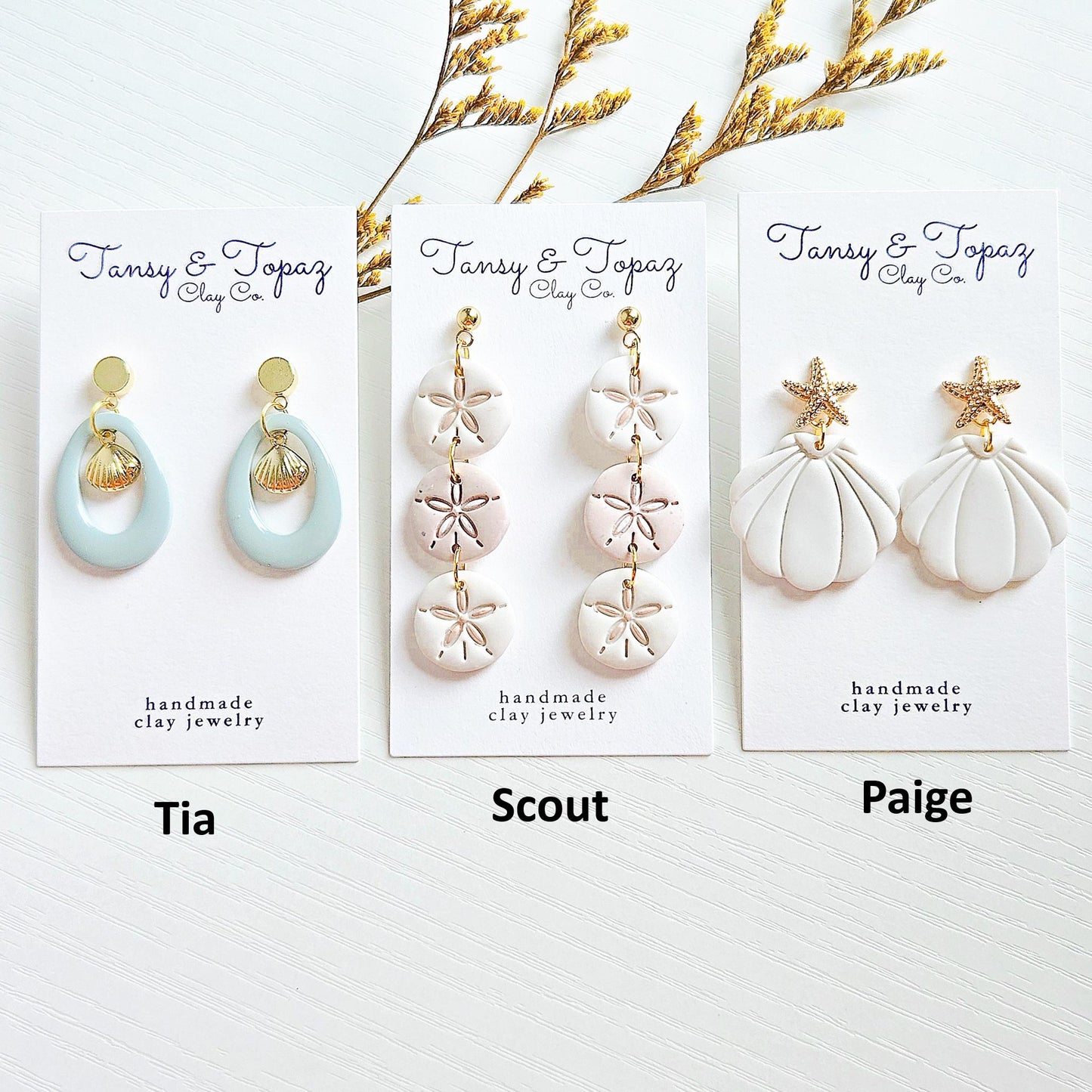 Polymer Clay Earrings: Coastal Beachy Theme Jewelry - Summer Vacation Jewelry - Beach Themed Accessories - Handmade Jewelry - Gift for Her