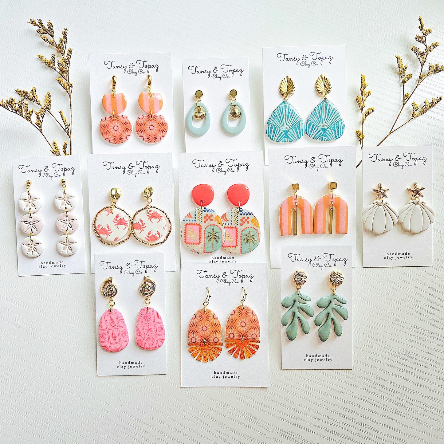 Polymer Clay Earrings: Coastal Beachy Theme Jewelry - Summer Vacation Jewelry - Beach Themed Accessories - Handmade Jewelry - Gift for Her