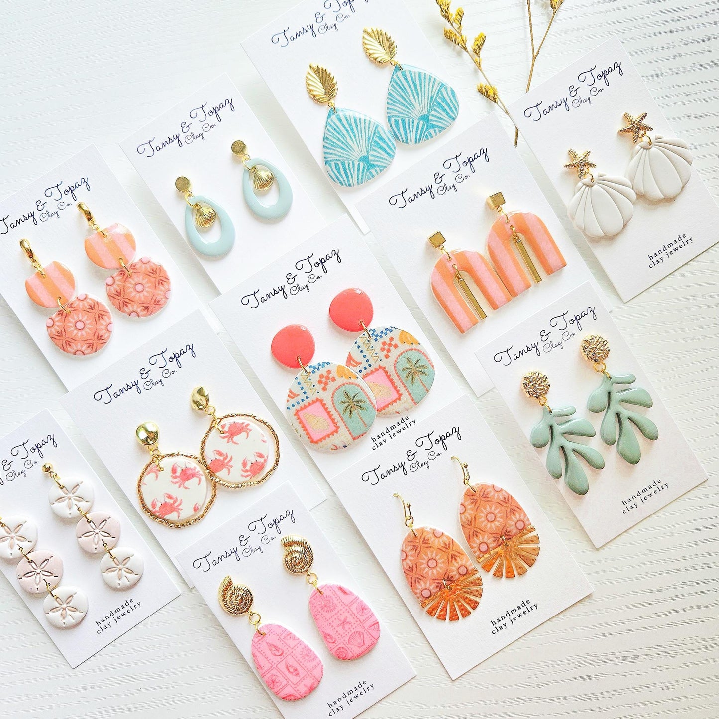 Polymer Clay Earrings: Coastal Beachy Theme Jewelry - Summer Vacation Jewelry - Beach Themed Accessories - Handmade Jewelry - Gift for Her