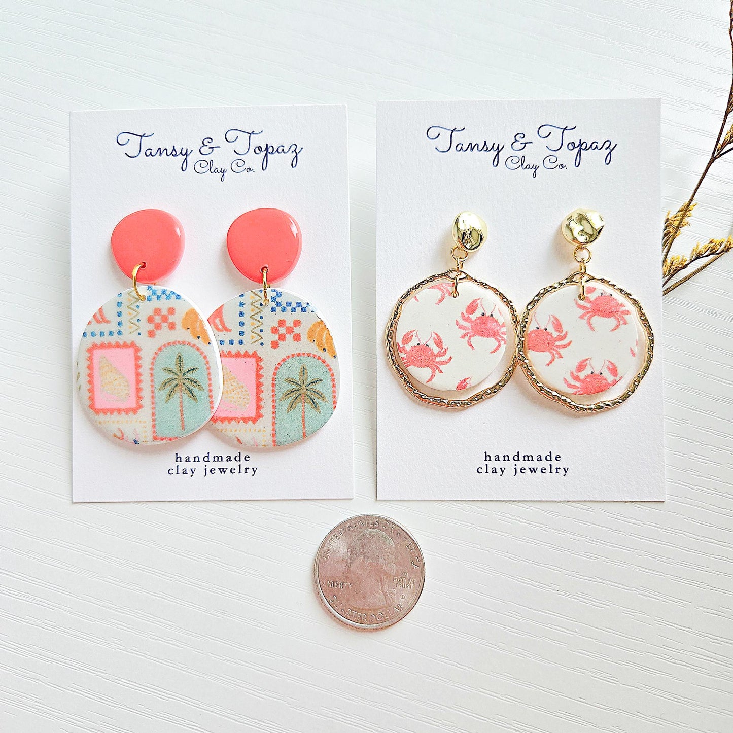 Polymer Clay Earrings: Coastal Beachy Theme Jewelry - Summer Vacation Jewelry - Beach Themed Accessories - Handmade Jewelry - Gift for Her