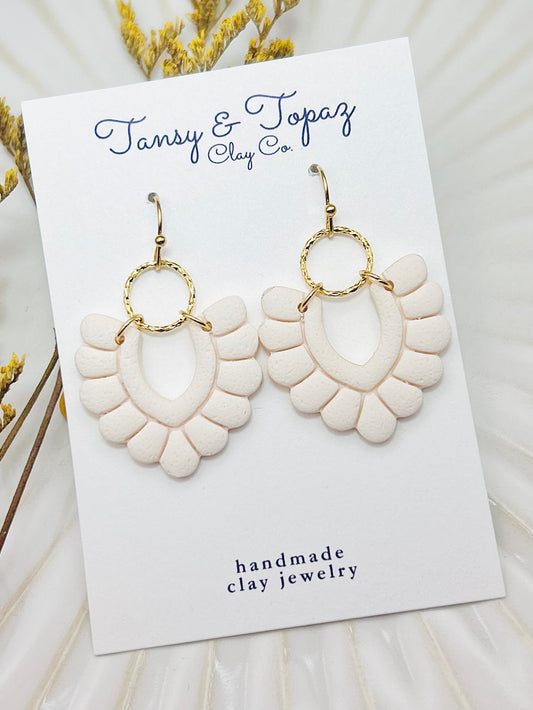 Polymer Clay Earrings: The Amanda - Clay Earrings, Minimalist Jewelry, 18k Gold Plated, Neutral Jewelry, Gift for Her, Christmas Present