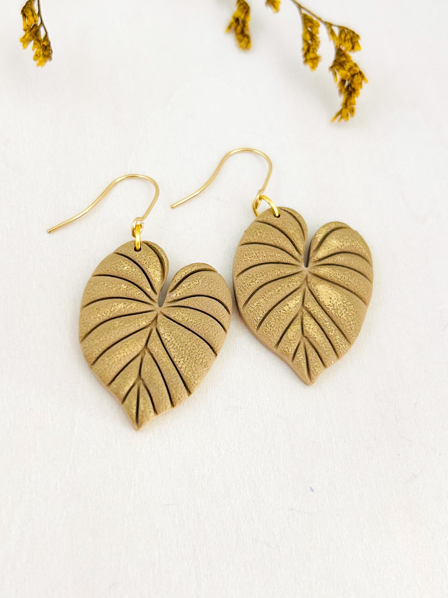 The June - Gold Monstera Leaf Dangle Earrings