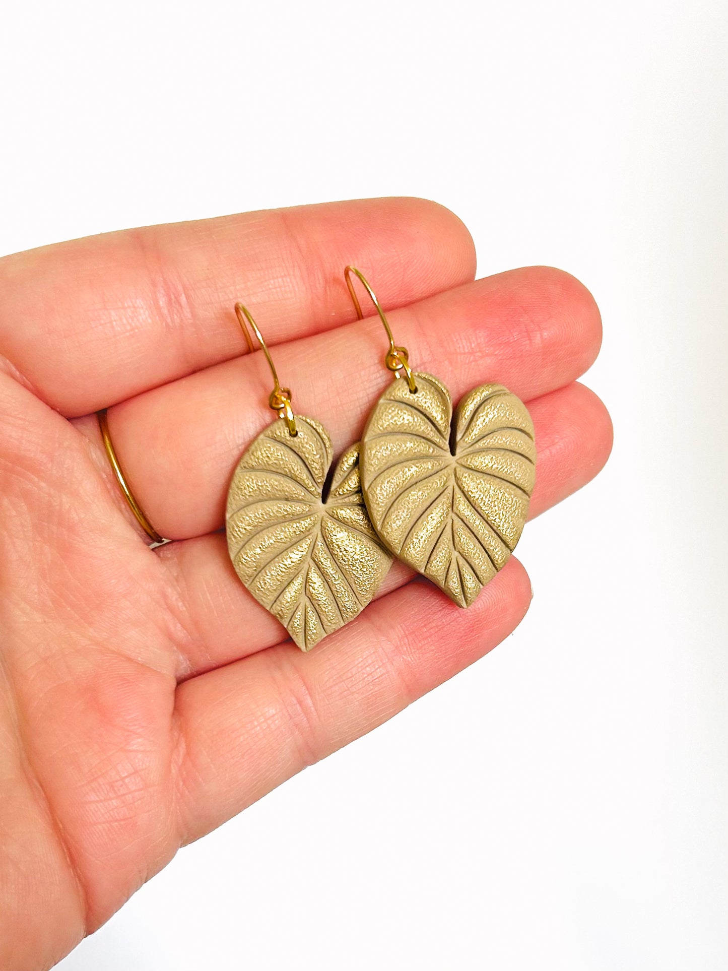 The June - Gold Monstera Leaf Dangle Earrings