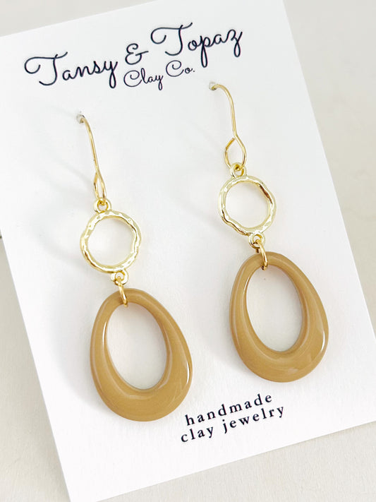 The Dylan - 18k Gold Minimalist Oval Dangle Earrings