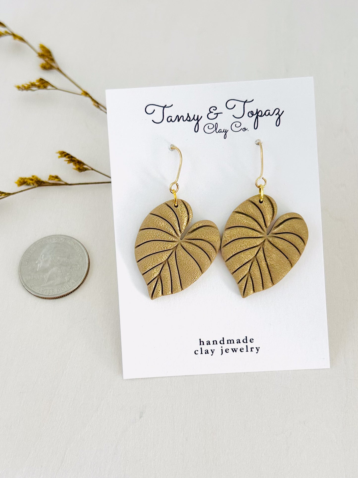 The June - Gold Monstera Leaf Dangle Earrings
