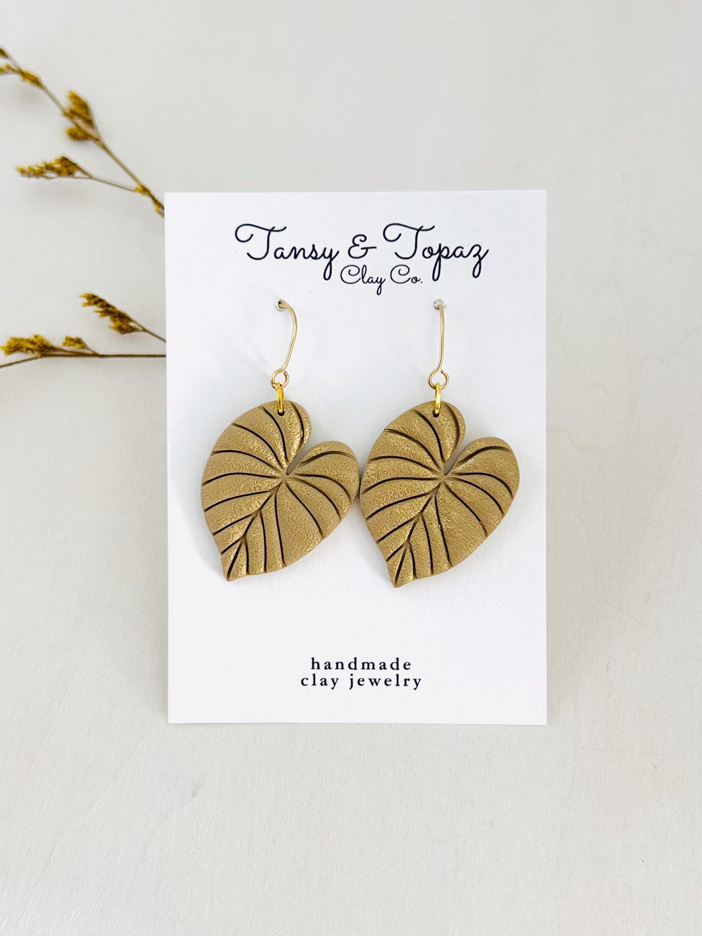 The June - Gold Monstera Leaf Dangle Earrings