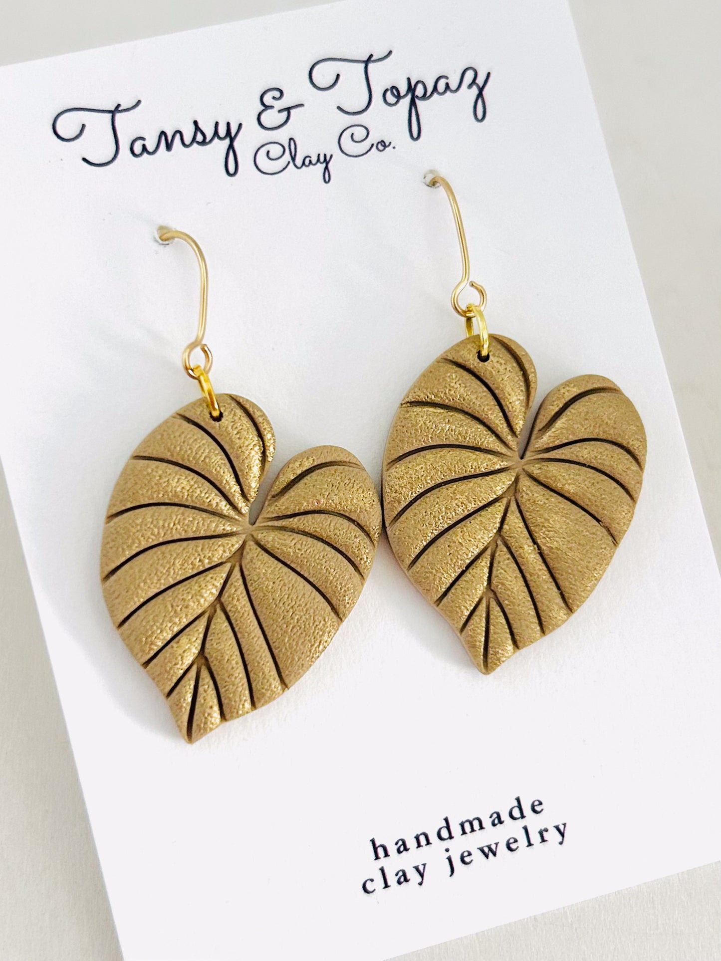The June - Gold Monstera Leaf Dangle Earrings