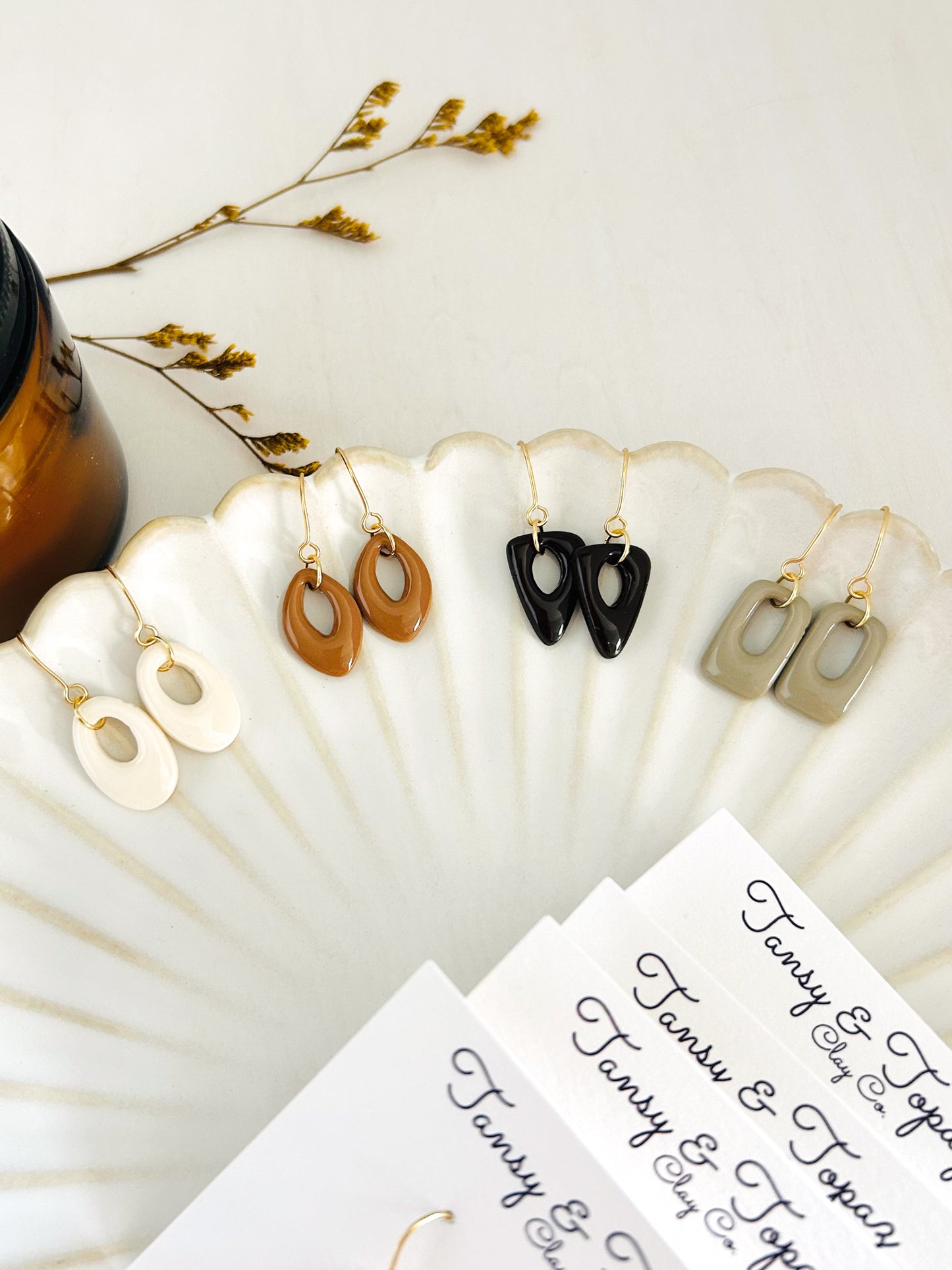 Autumn Color Season Mini Geometric Dangle Earrings