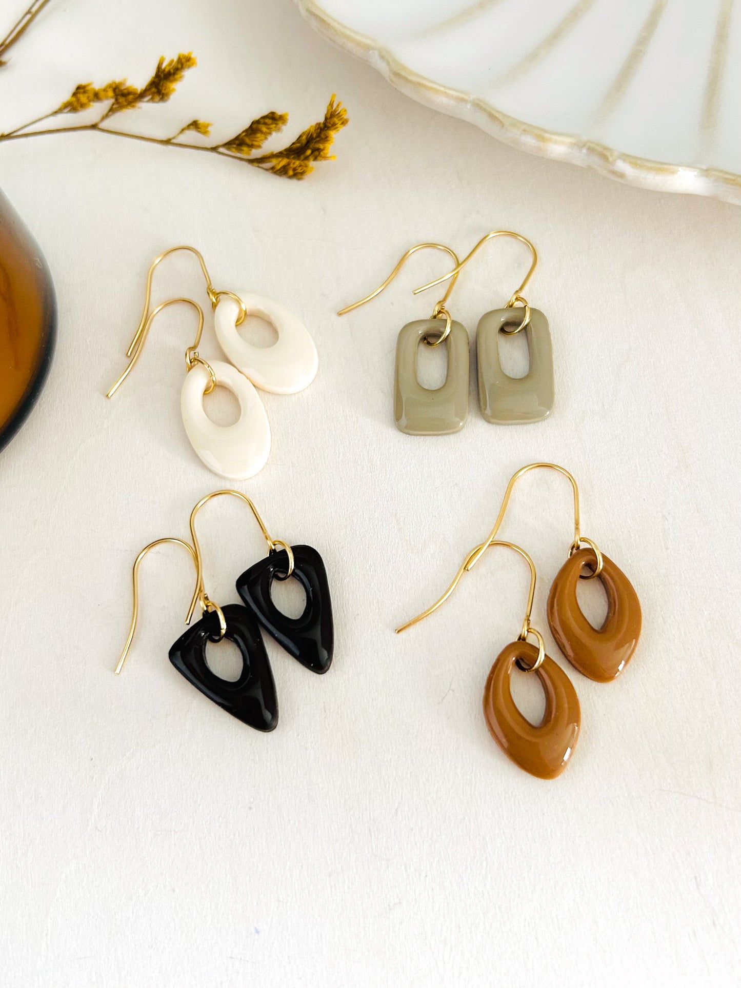 Autumn Color Season Mini Geometric Dangle Earrings