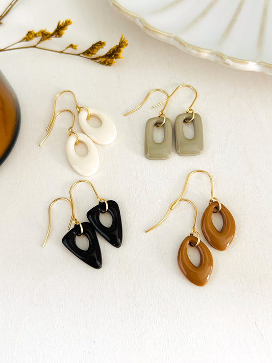 Autumn Color Season Mini Geometric Dangle Earrings