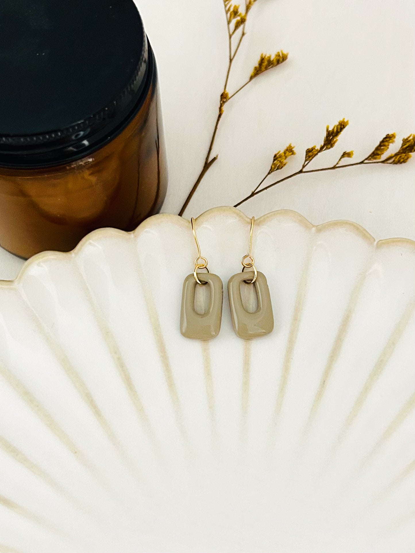 Autumn Color Season Mini Geometric Dangle Earrings