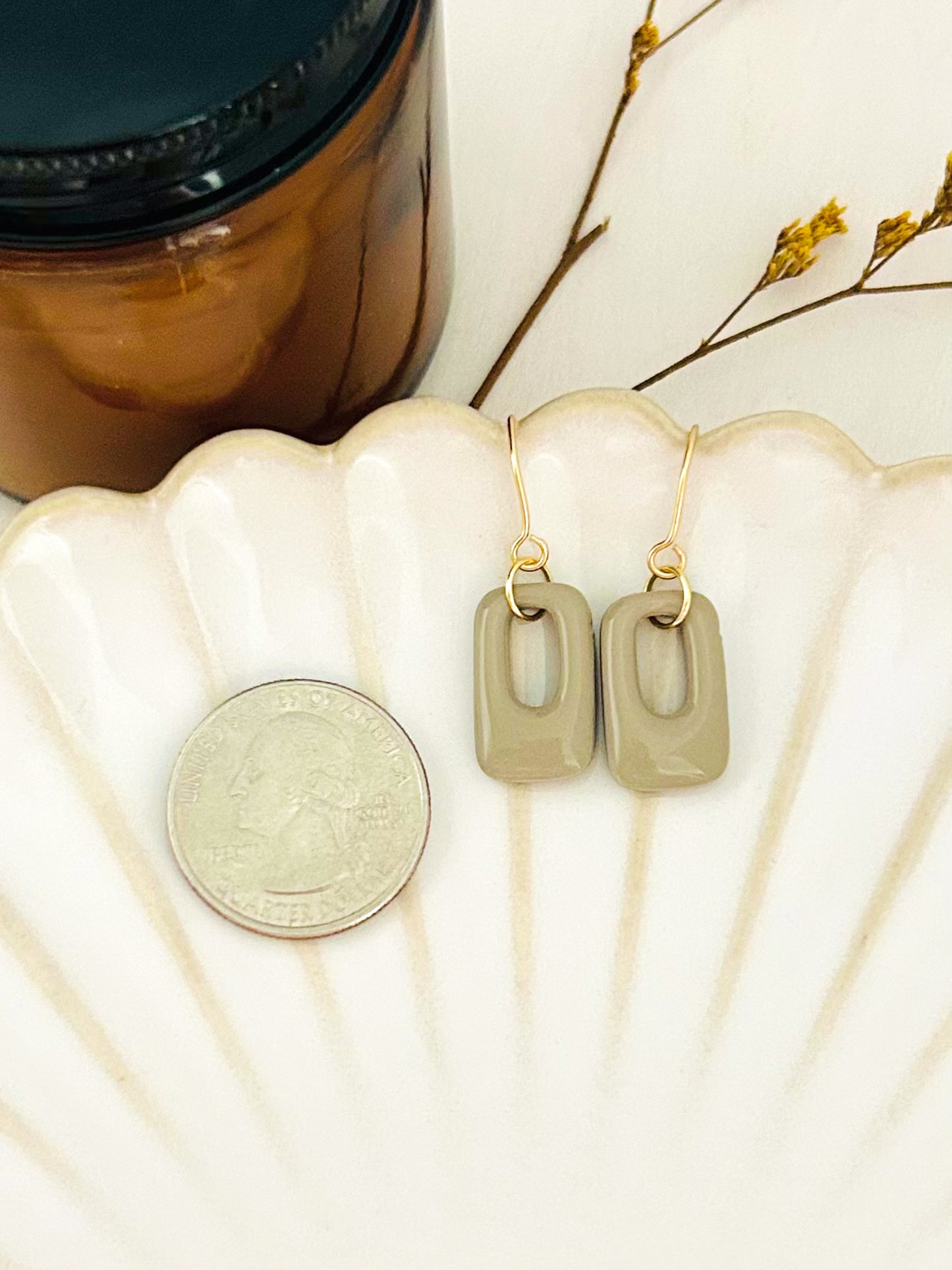 Autumn Color Season Mini Geometric Dangle Earrings