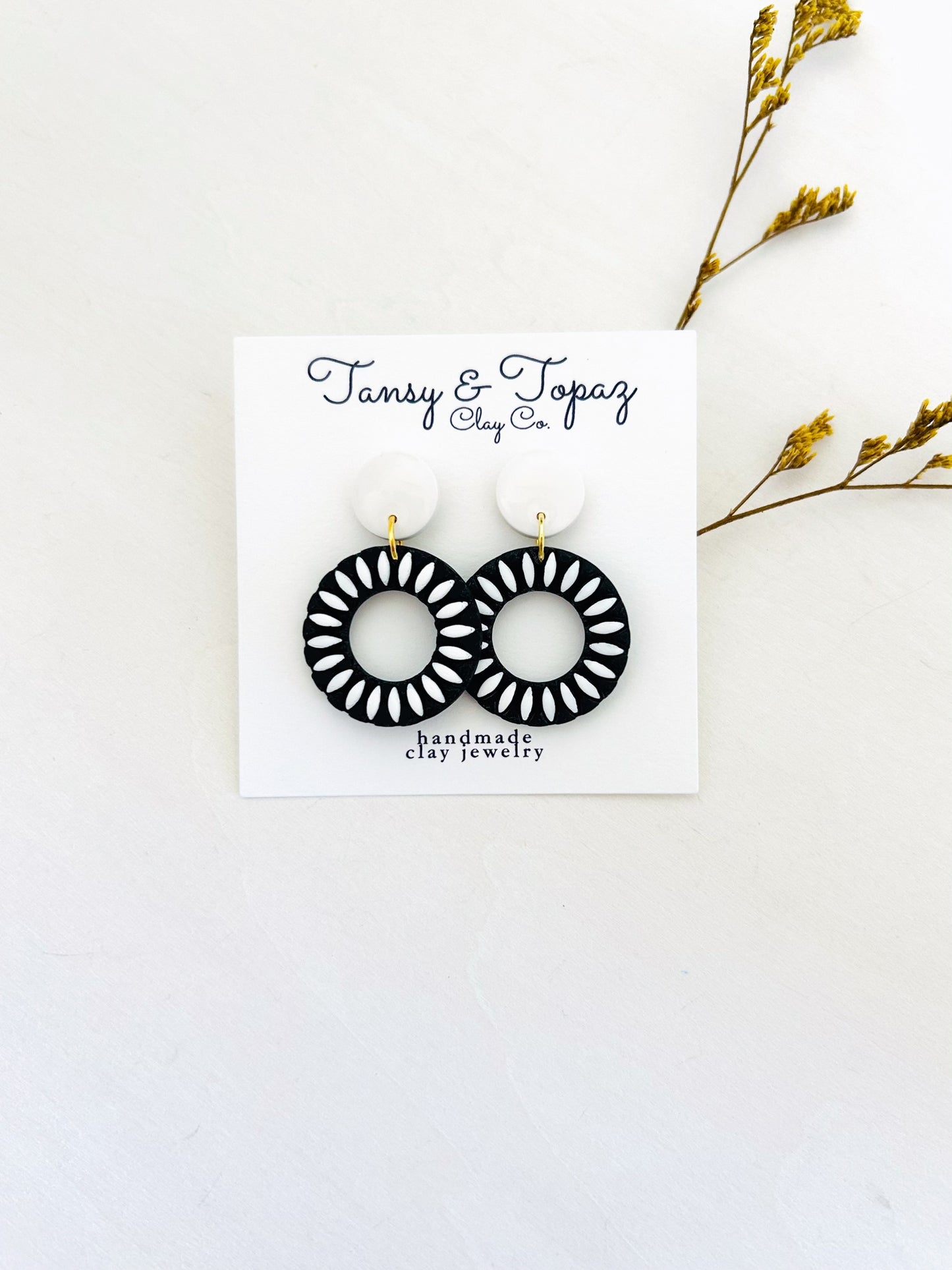 The Zoey - Embossed Floral Sunburst Hoop Dangle Earrings