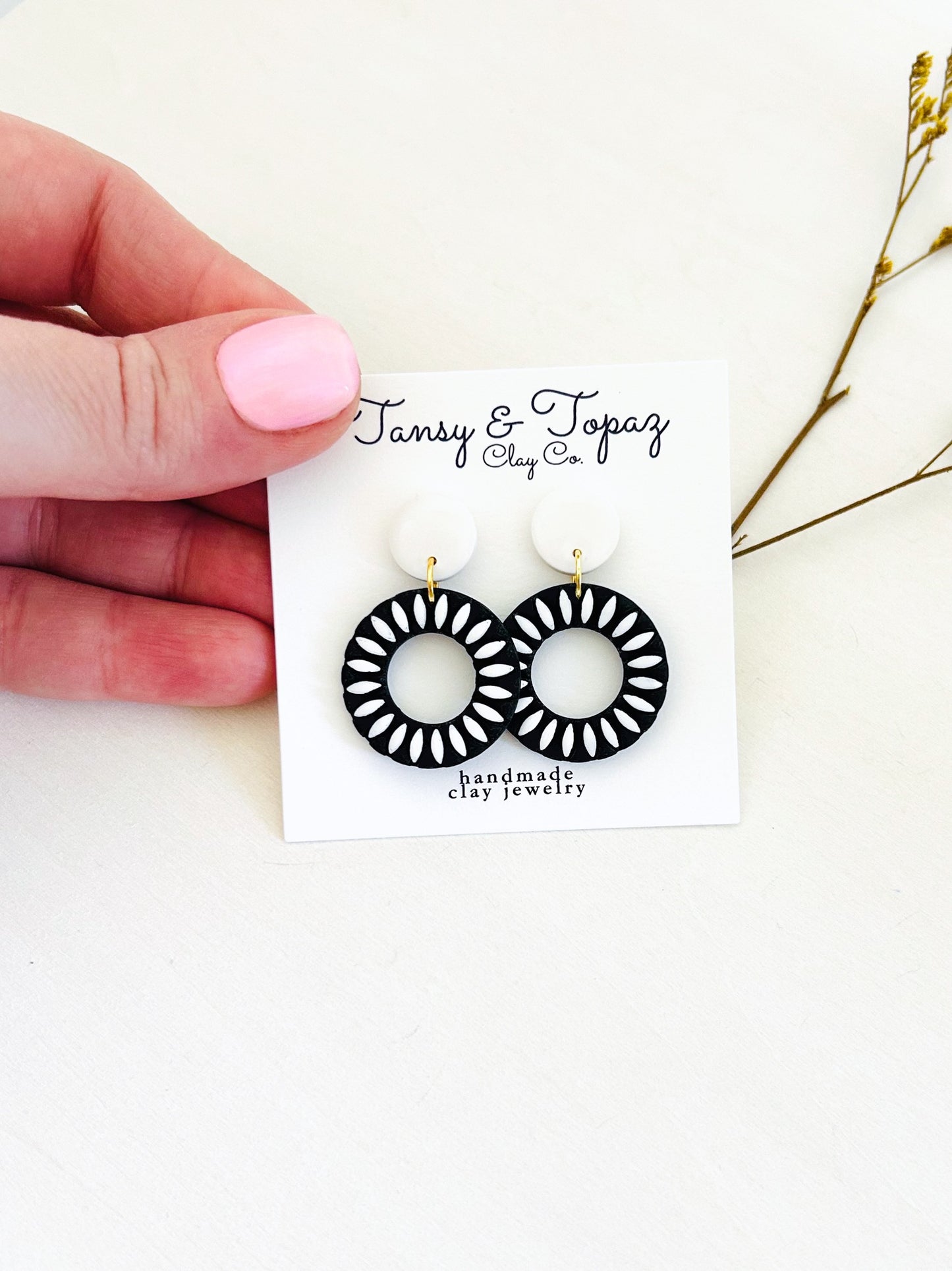The Zoey - Embossed Floral Sunburst Hoop Dangle Earrings