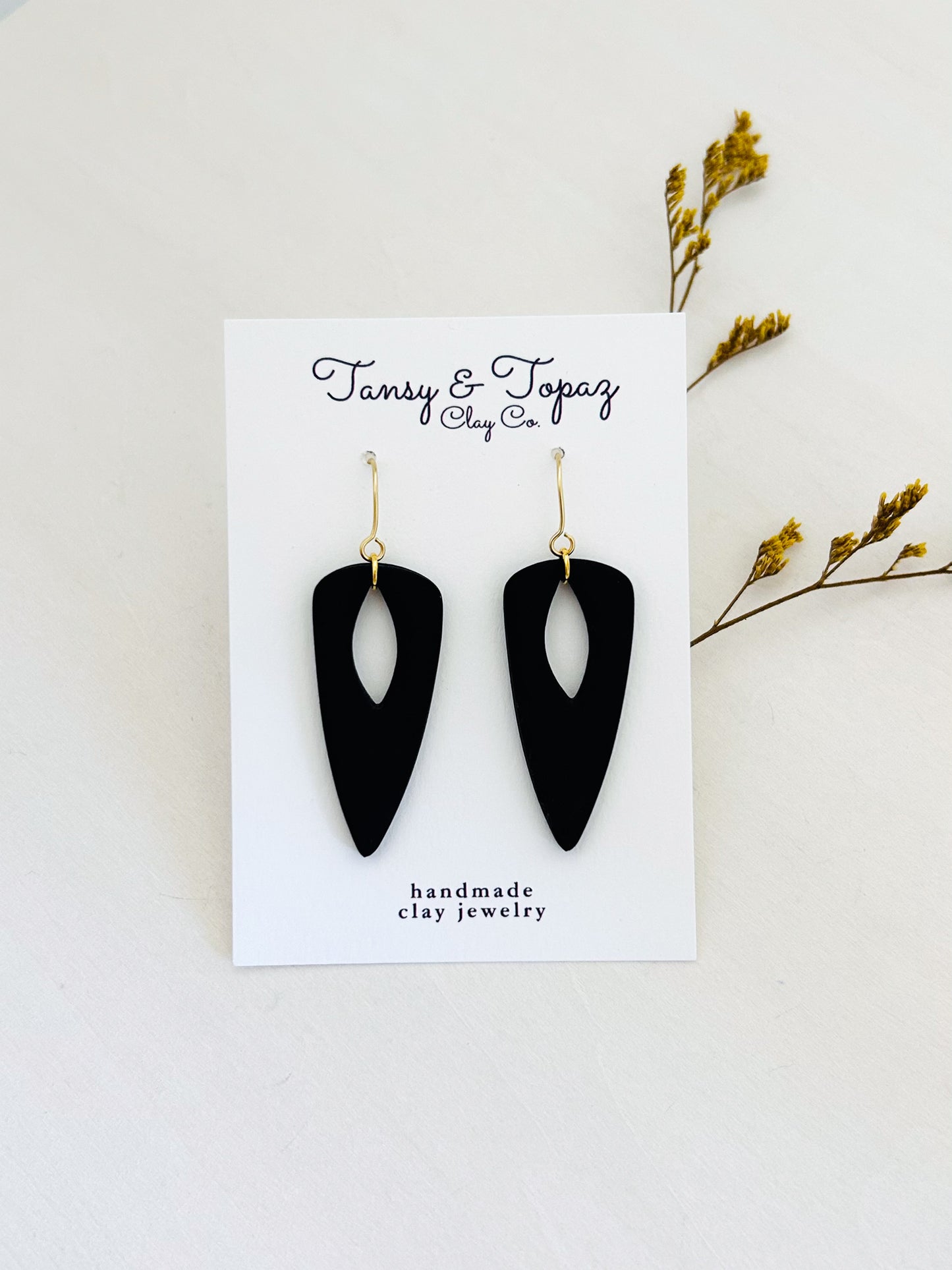 The Jackie - Matte Black Geometric Dangles