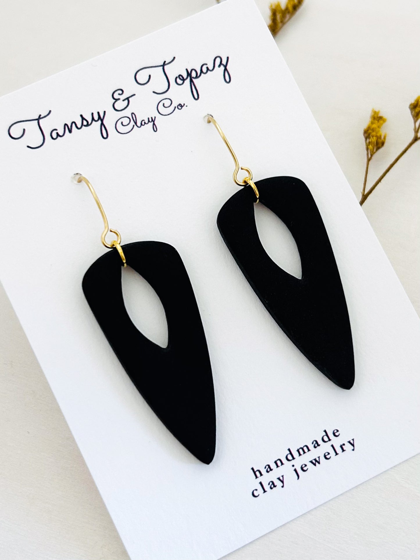 The Jackie - Matte Black Geometric Dangles