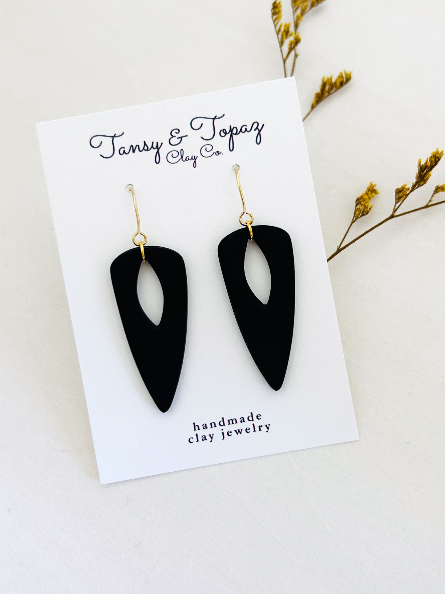 The Jackie - Matte Black Geometric Dangles