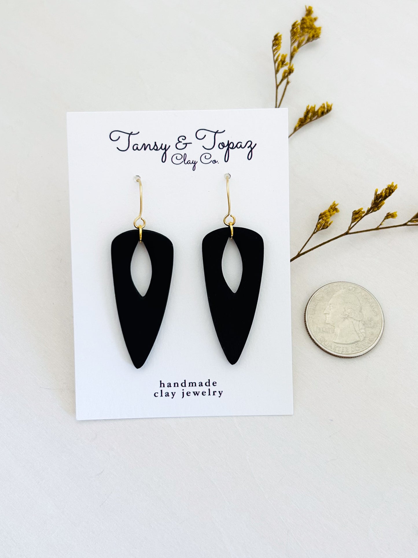 The Jackie - Matte Black Geometric Dangles