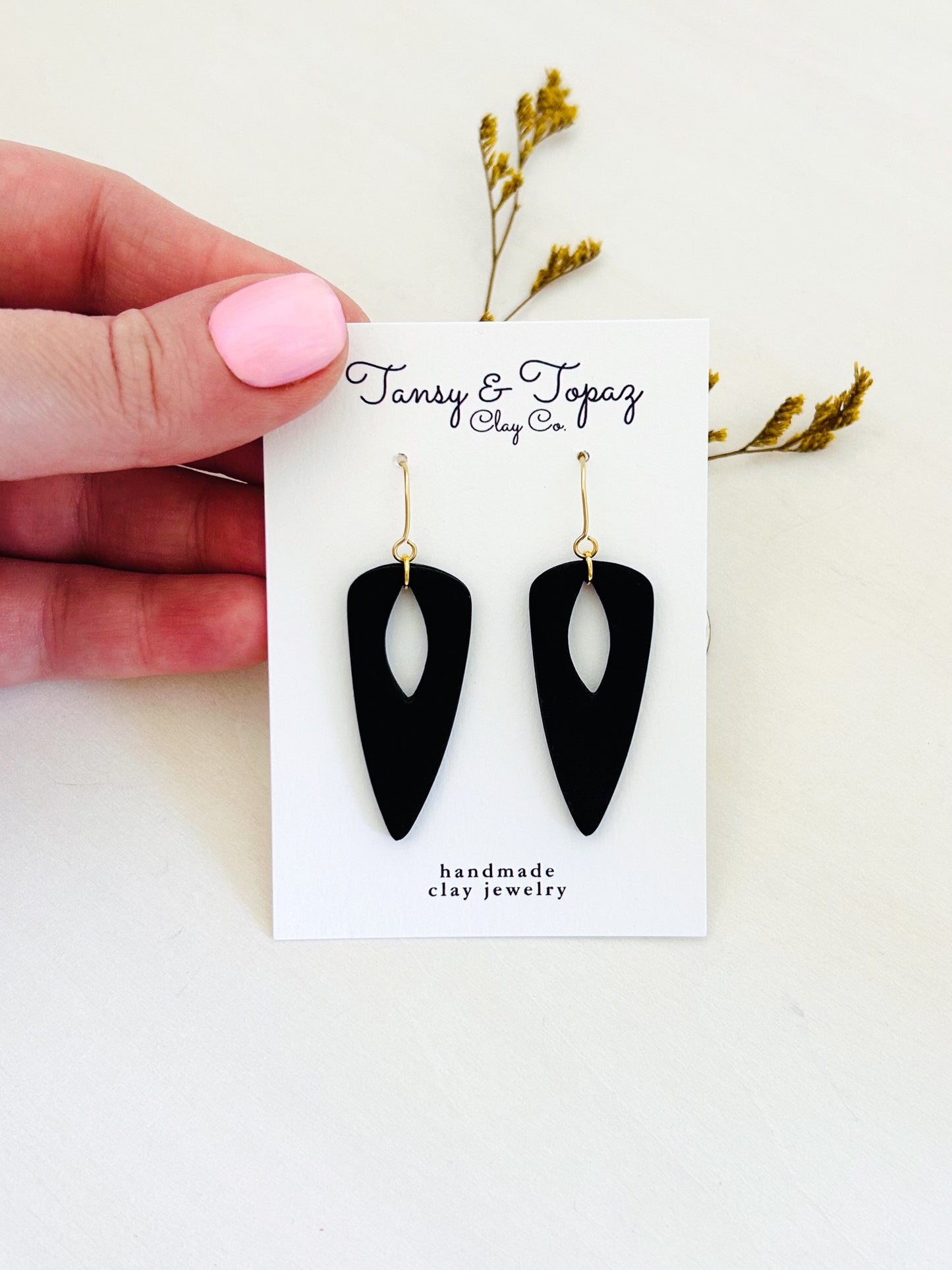 The Jackie - Matte Black Geometric Dangles