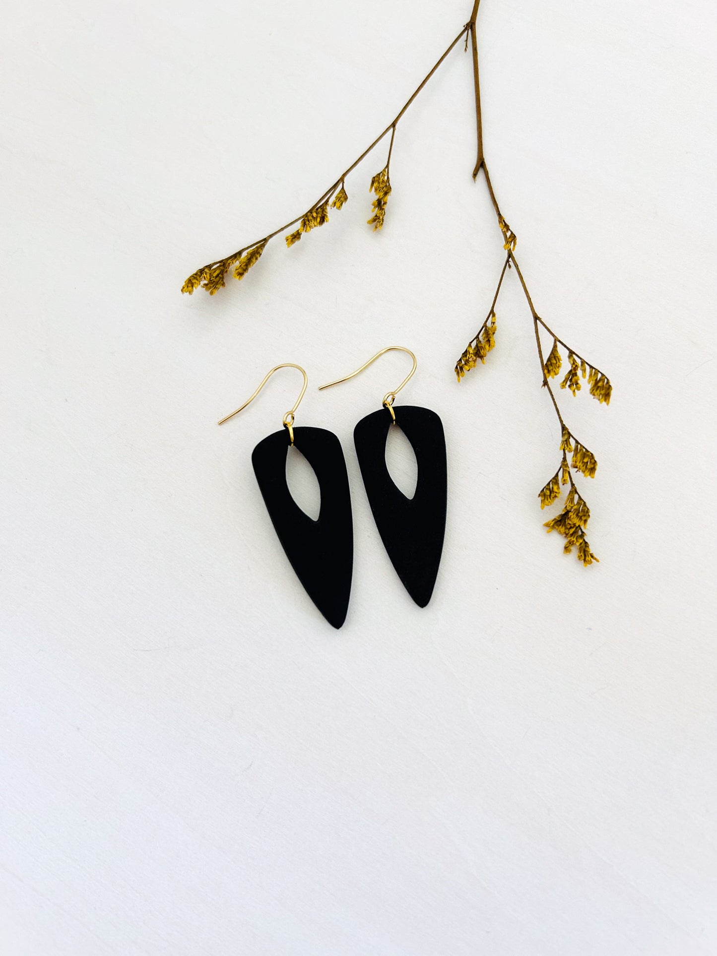 The Jackie - Matte Black Geometric Dangles