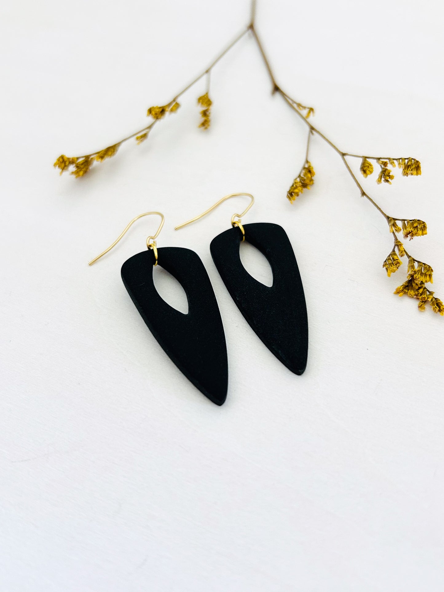 The Jackie - Matte Black Geometric Dangles