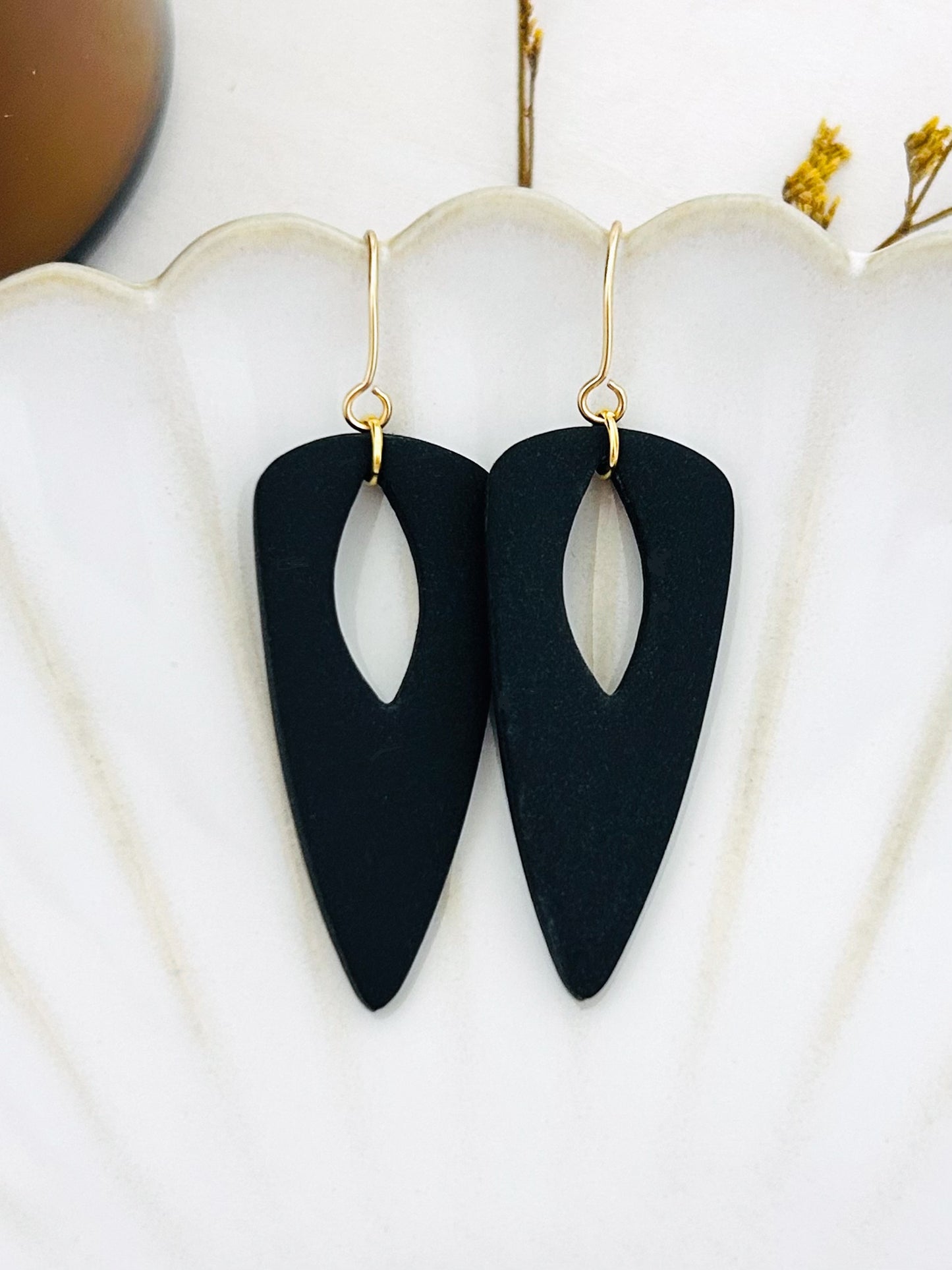 The Jackie - Matte Black Geometric Dangles
