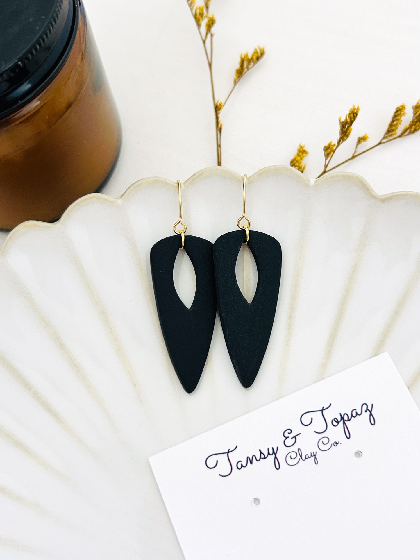 The Jackie - Matte Black Geometric Dangles