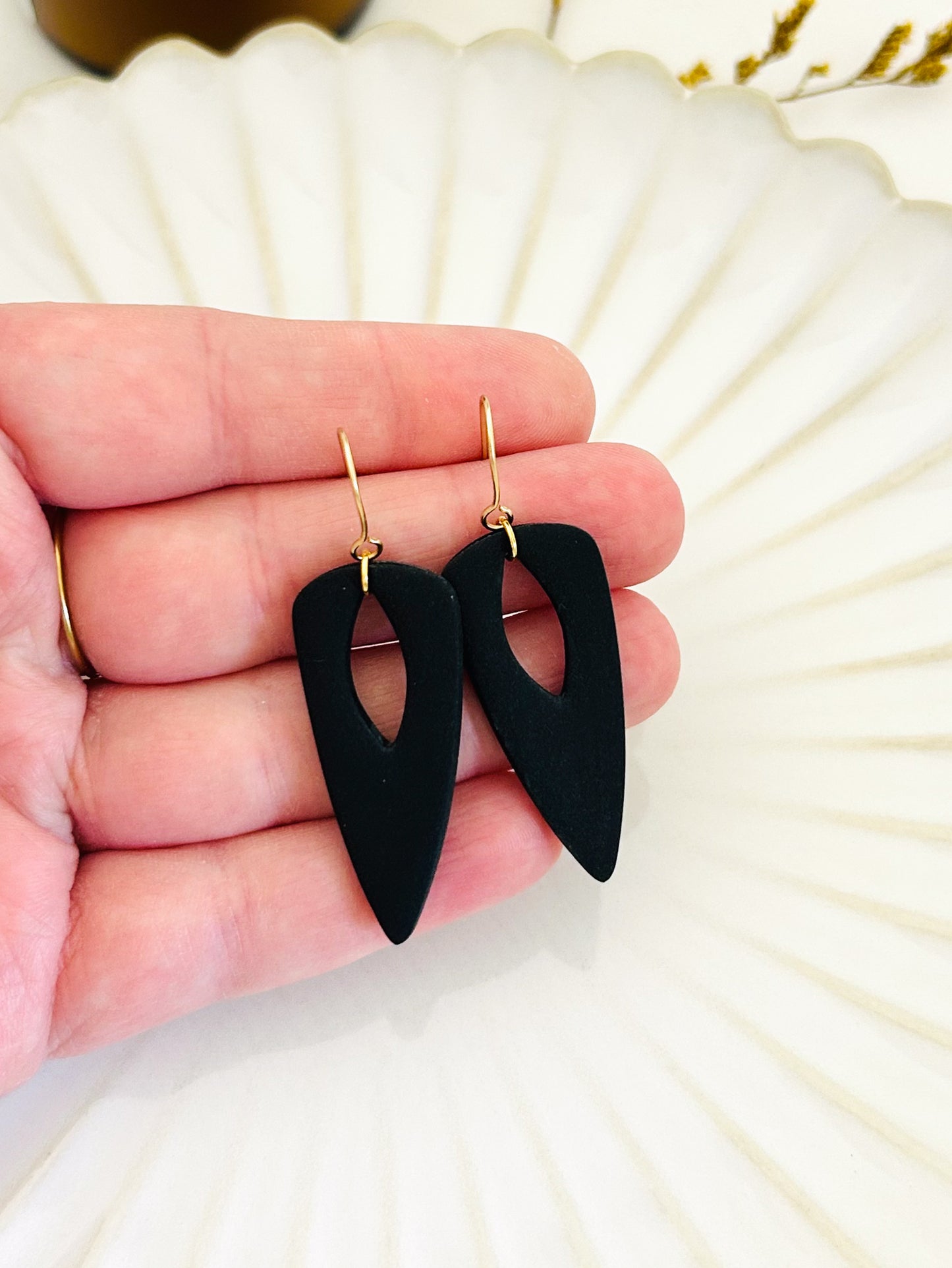 The Jackie - Matte Black Geometric Dangles