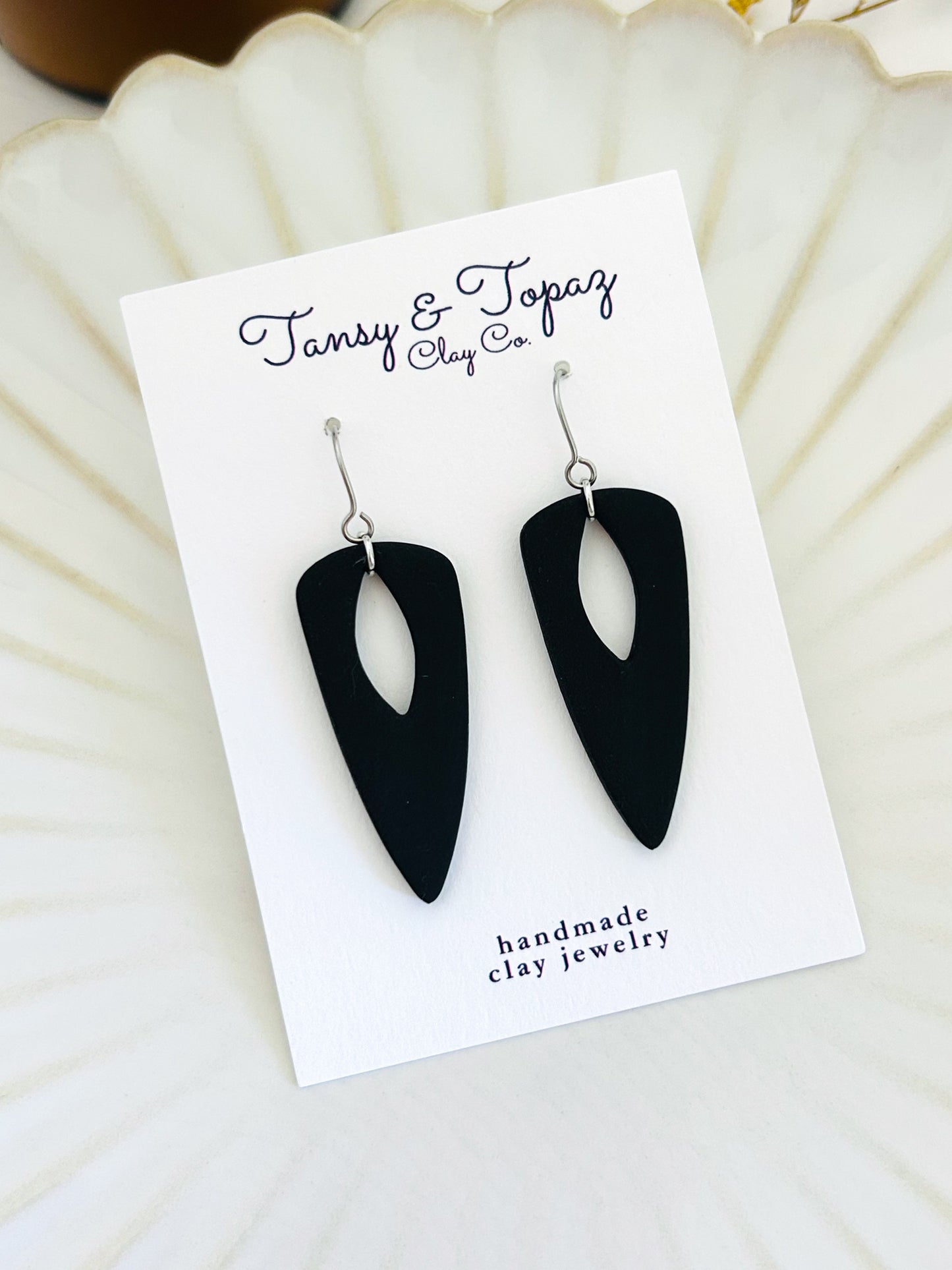 The Jackie - Matte Black Geometric Dangles