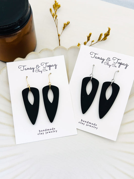 The Jackie - Matte Black Geometric Dangles