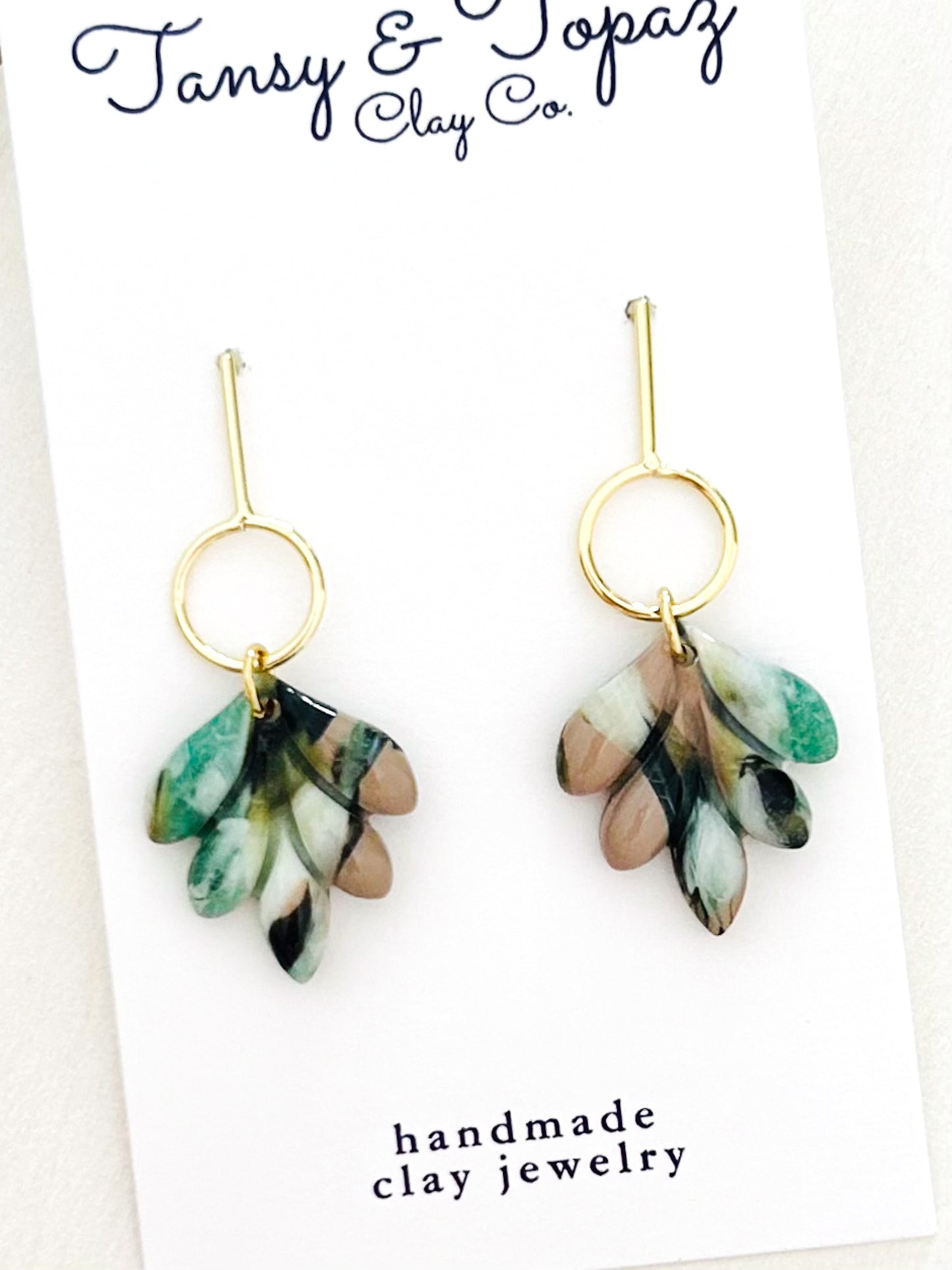 The Marisol - Small Marbled Green and Black Dangles