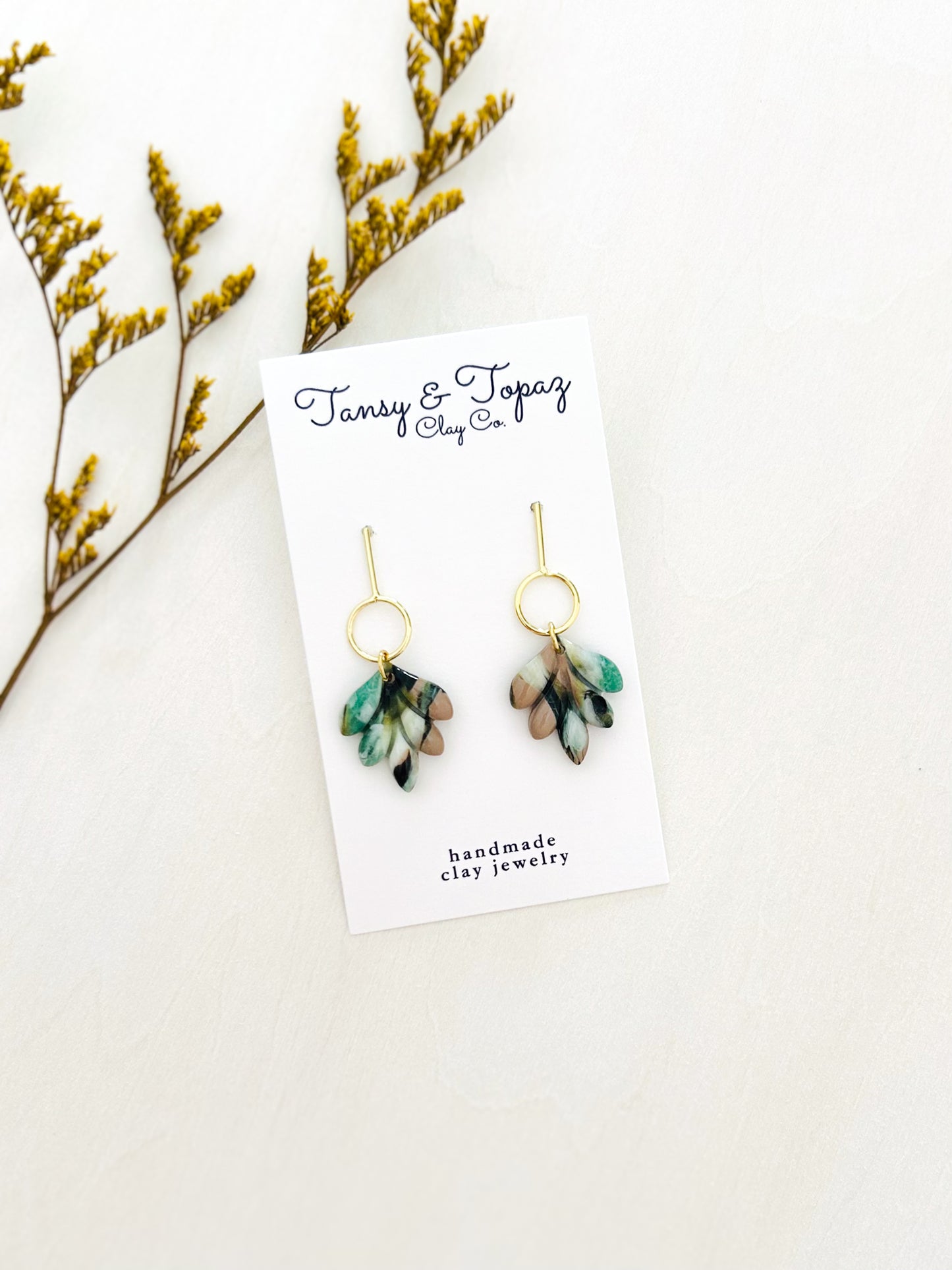 The Marisol - Small Marbled Green and Black Dangles