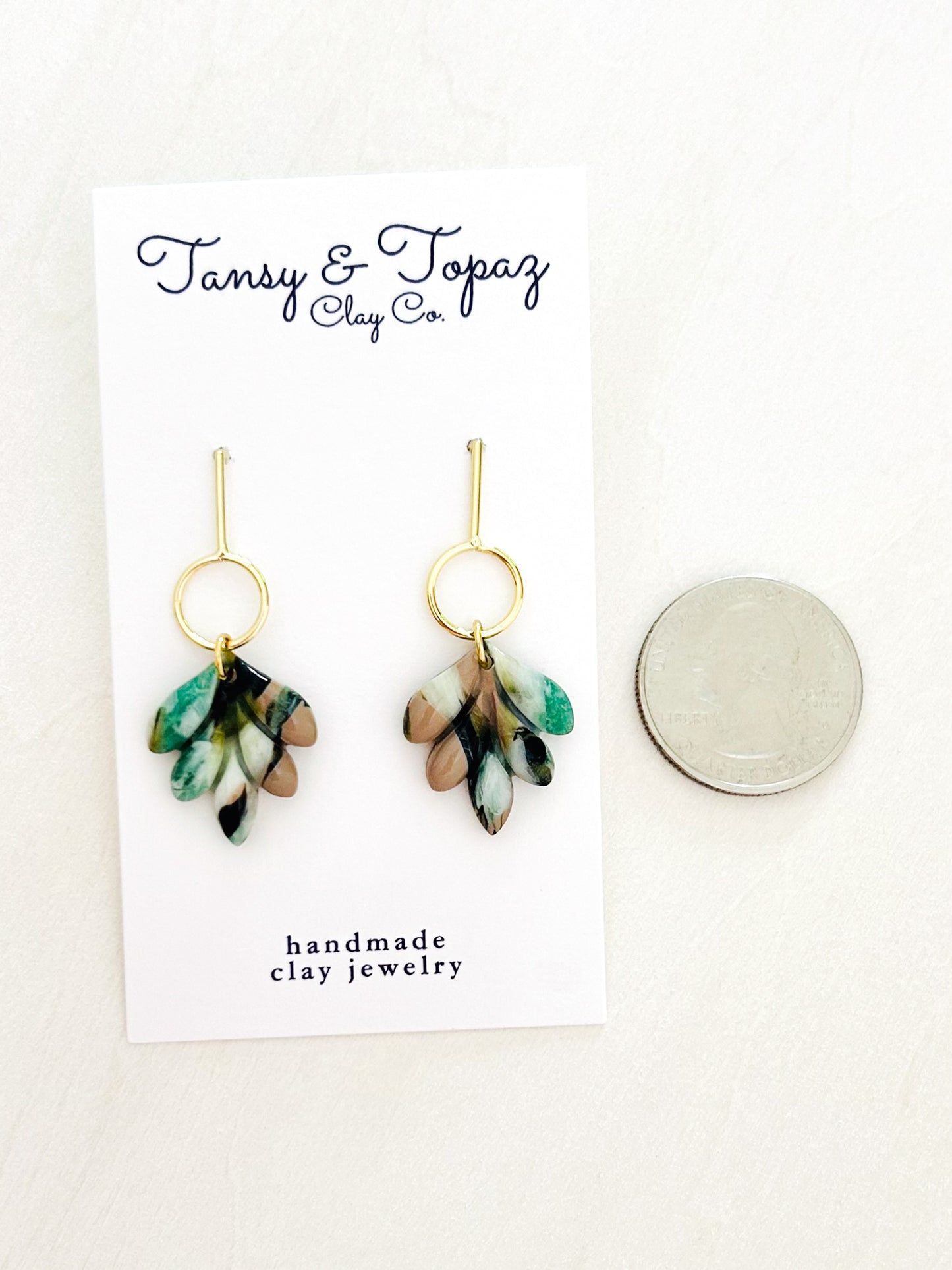 The Marisol - Small Marbled Green and Black Dangles