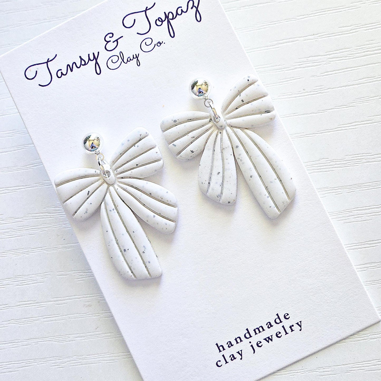 Polymer Clay Earrings: The Gianna - Bow Earrings, Fall Jewelry, Handmade Earrings, Clay Earrings, Ribbed Earring, Fall Colors, Gifts for Her