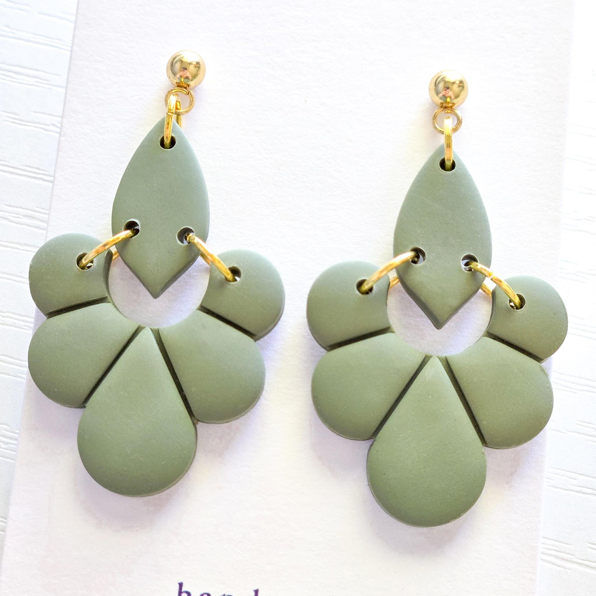 Polymer Clay Earrings: The Philomena - Fall Jewelry, Leaf Earrings, Embossed Dangle Earrings, Gift for Her, Navy Blue Earrings