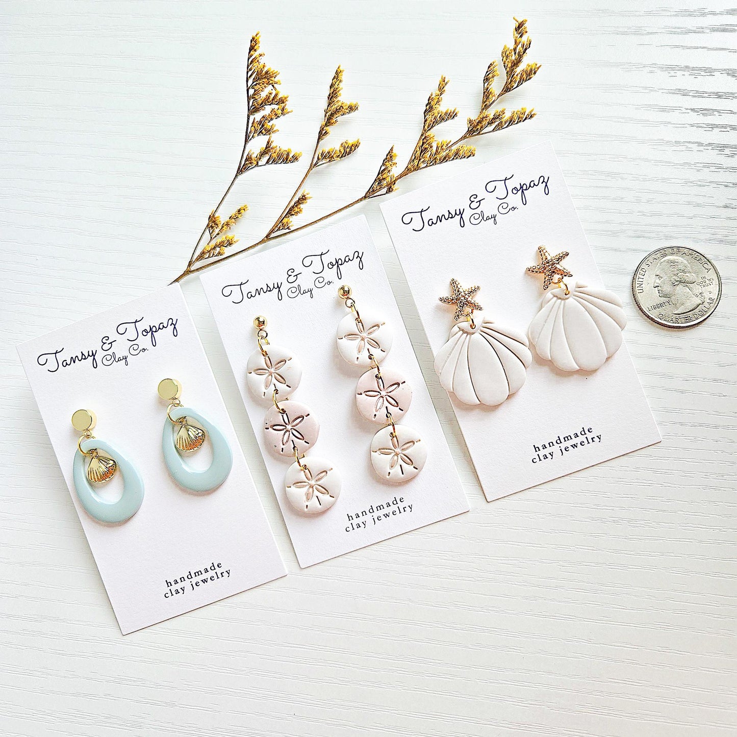 Polymer Clay Earrings: Coastal Beachy Theme Jewelry - Summer Vacation Jewelry - Beach Themed Accessories - Handmade Jewelry - Gift for Her