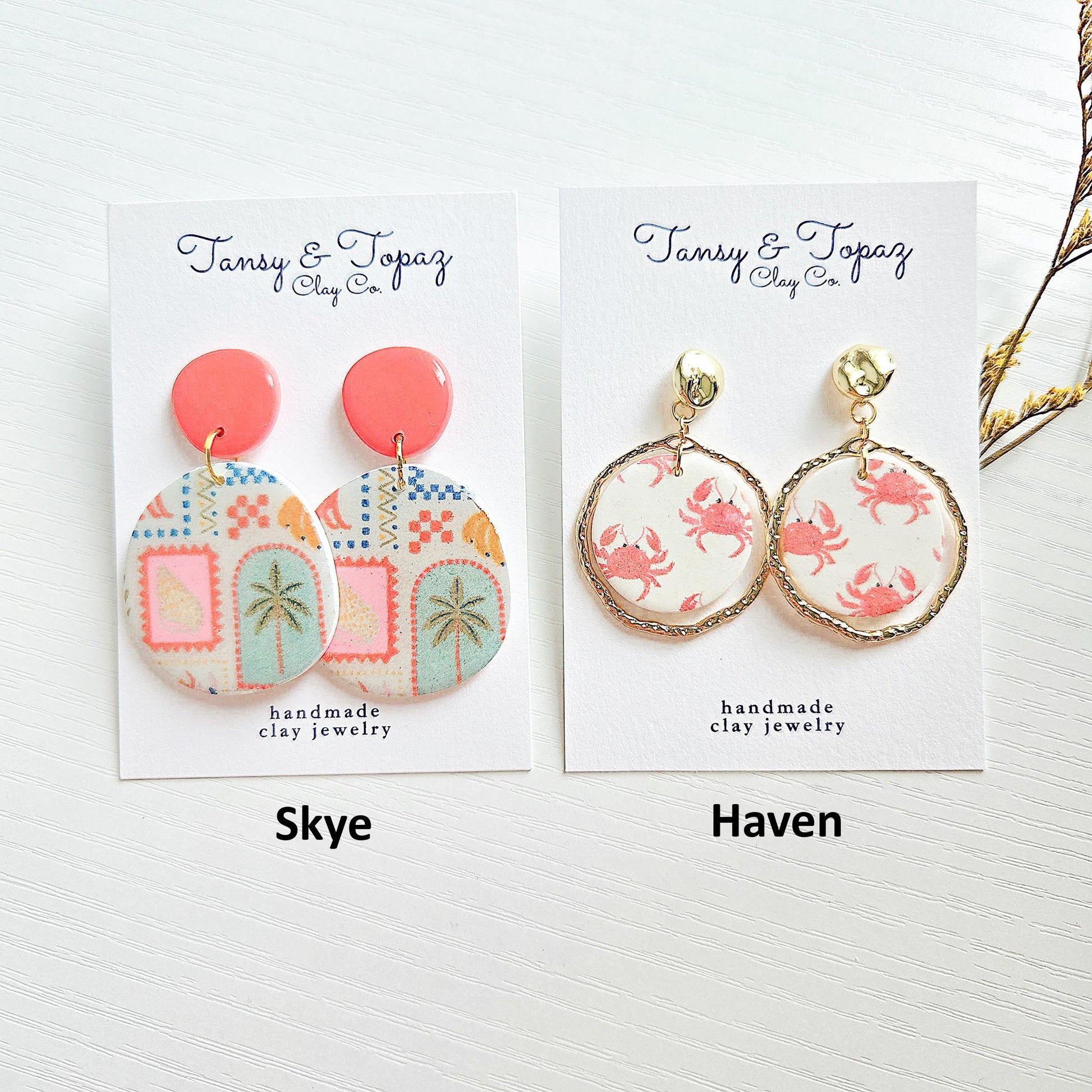 Polymer Clay Earrings: Coastal Beachy Theme Jewelry - Summer Vacation Jewelry - Beach Themed Accessories - Handmade Jewelry - Gift for Her