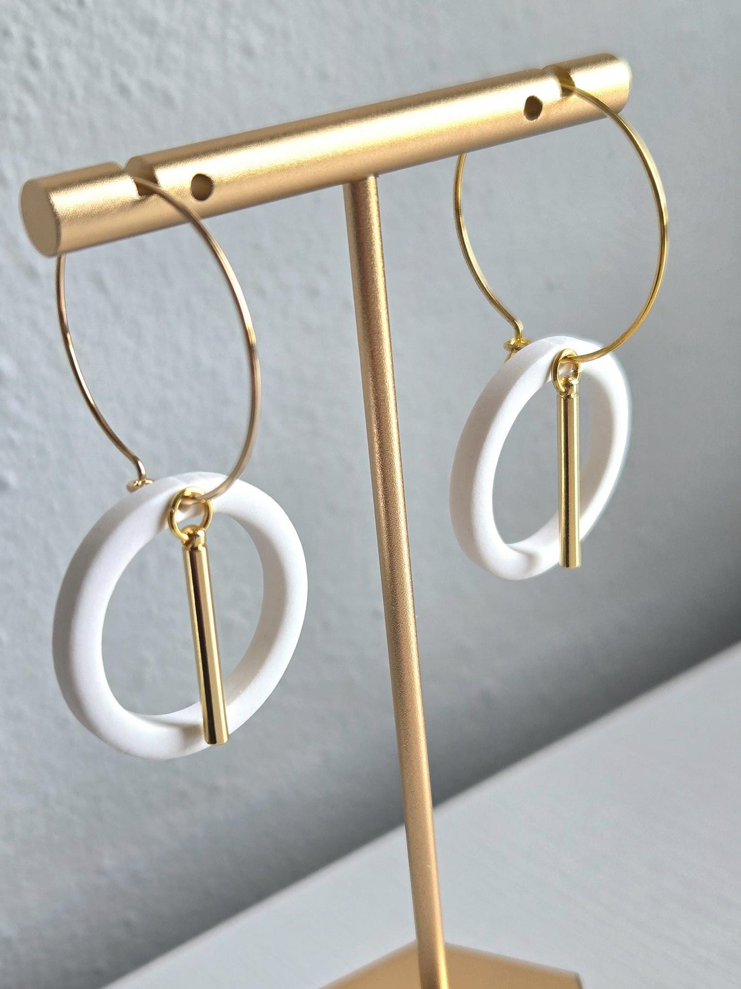 Fall Jewelry, Polymer Clay Earrings: The Alana - Small Gold Hoop Earrings, Gold Statement Jewelry, Minimalist Jewelry, Chic Gift Earrings