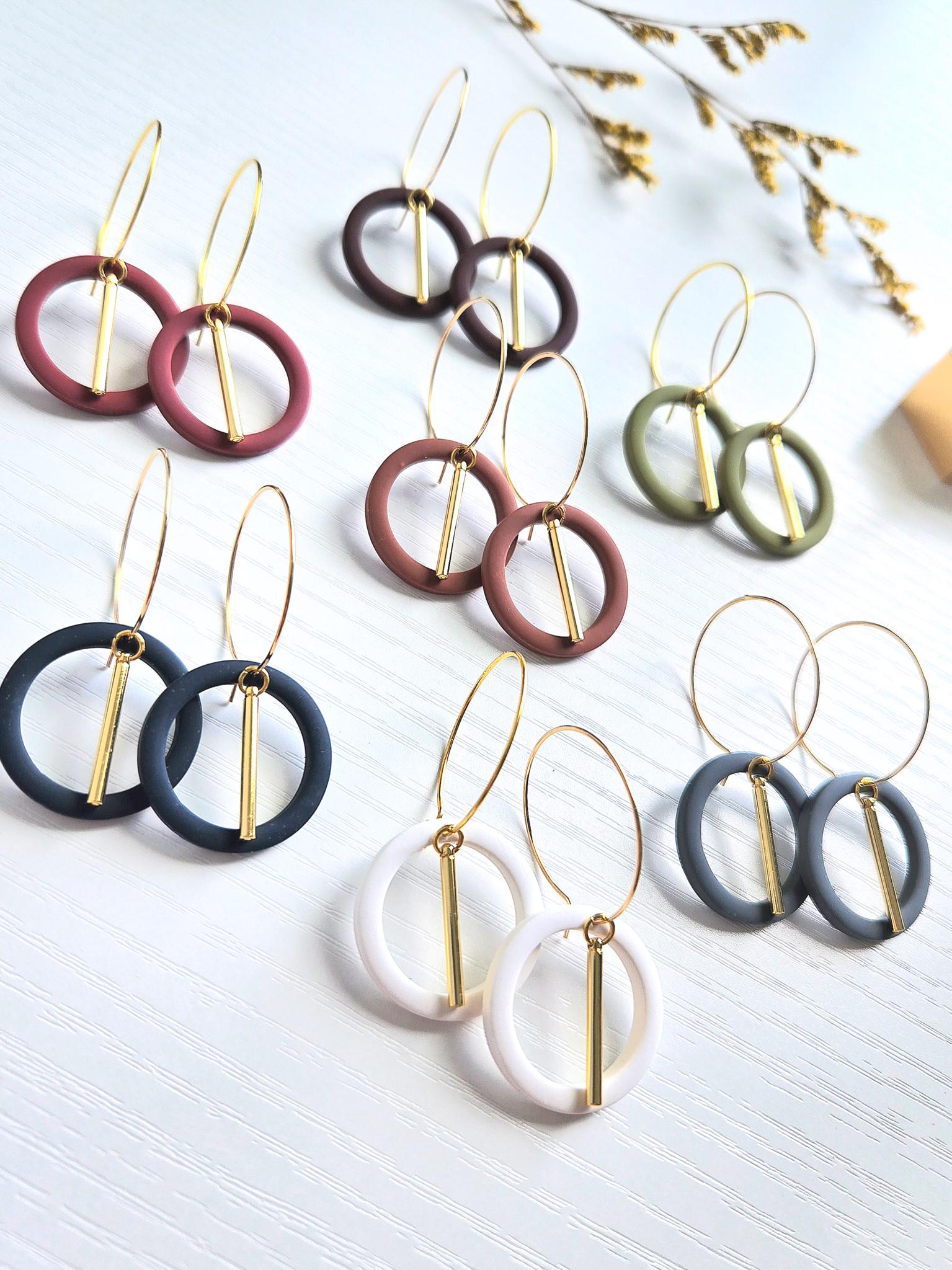 Fall Jewelry, Polymer Clay Earrings: The Alana - Small Gold Hoop Earrings, Gold Statement Jewelry, Minimalist Jewelry, Chic Gift Earrings