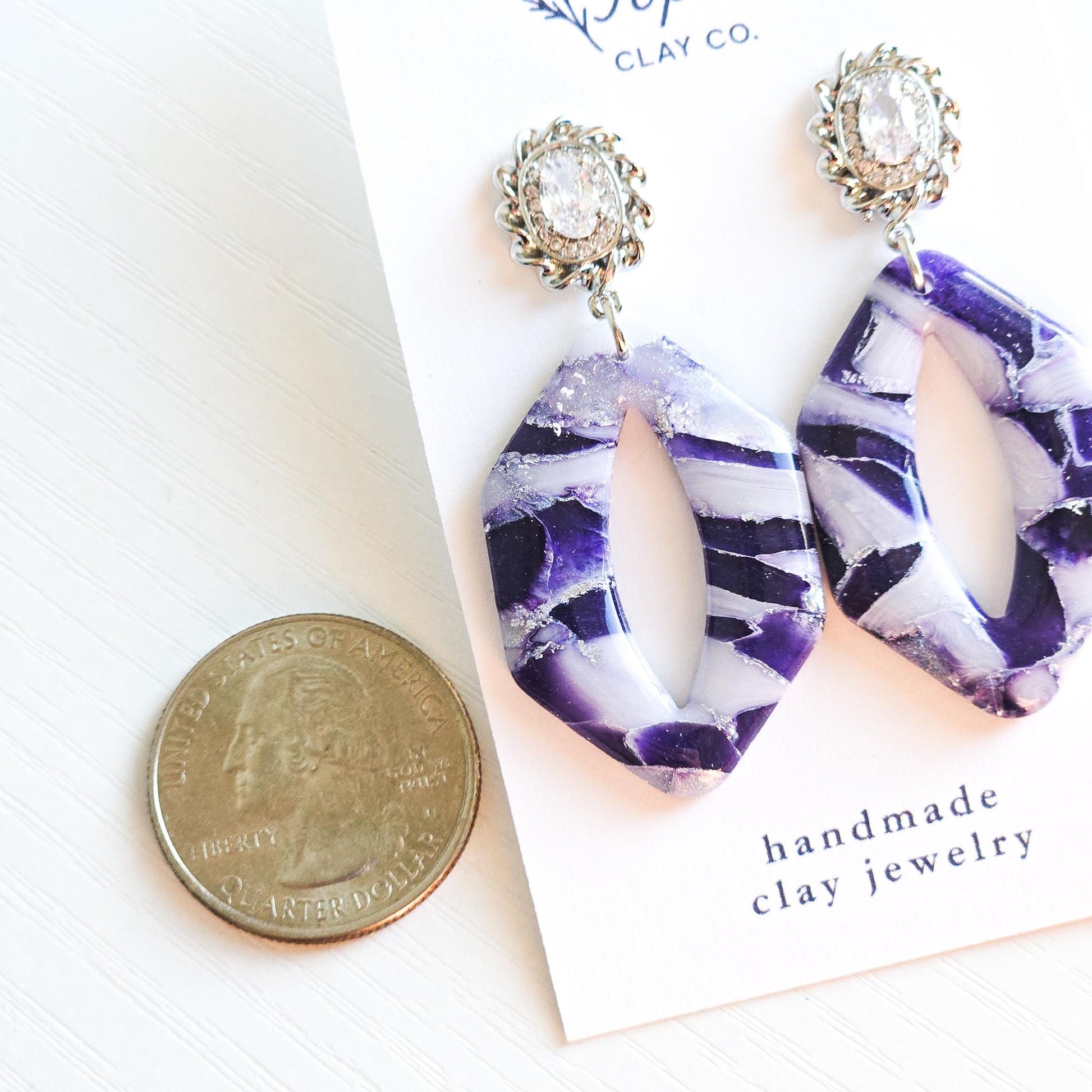Purple Fall Jewelry, Polymer Clay Earrings: The Odette - Marbled Clay Dangle Earrings, Lavender, Stainless Steel Earrings, Gift for Her