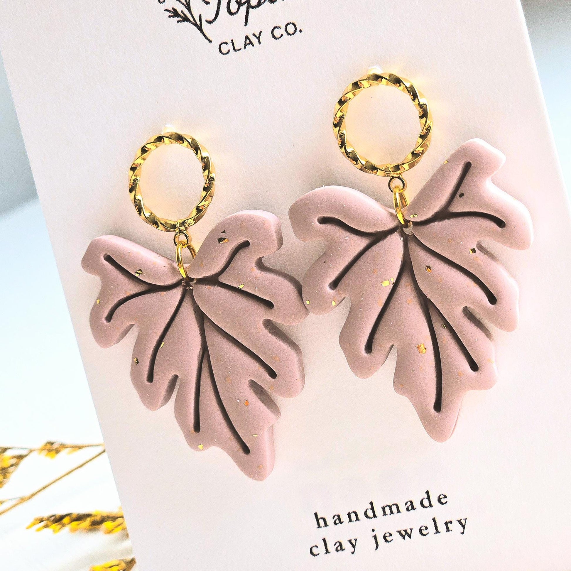 Fall Earrings, Fall Jewelry, Polymer Clay Earrings: Leaf Dangle Earring, Gold Statement Earrings, Gold Accessory, Fall Leaves, Gift for Her