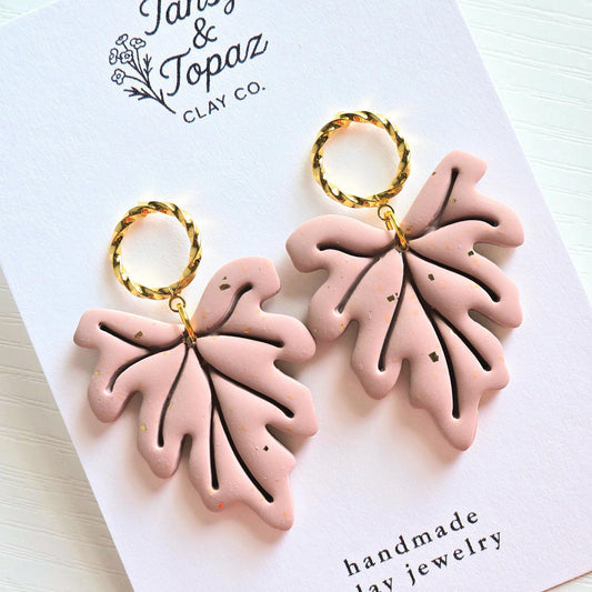 Fall Earrings, Fall Jewelry, Polymer Clay Earrings: Leaf Dangle Earring, Gold Statement Earrings, Gold Accessory, Fall Leaves, Gift for Her
