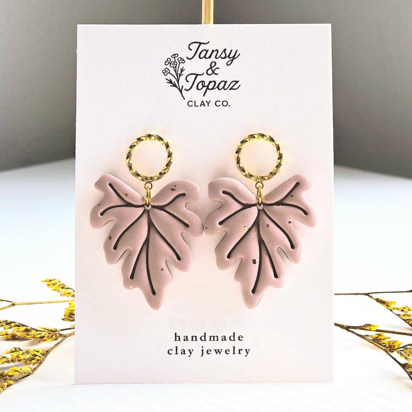 Fall Earrings, Fall Jewelry, Polymer Clay Earrings: Leaf Dangle Earring, Gold Statement Earrings, Gold Accessory, Fall Leaves, Gift for Her